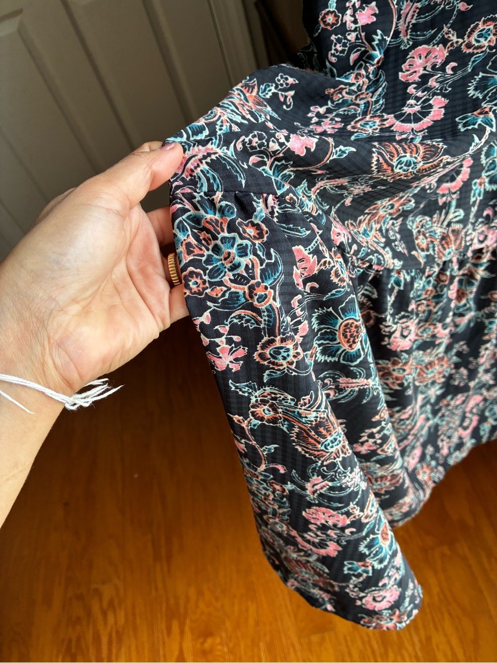 Universal Thread Floral Maxi Dress M Smocked Puff Sleeve - Picture 5 of 9